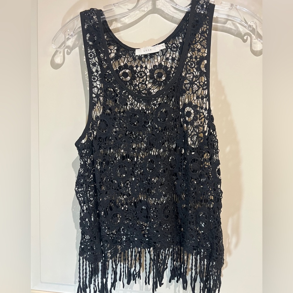 LUSH Crochet Fringe Tank Top